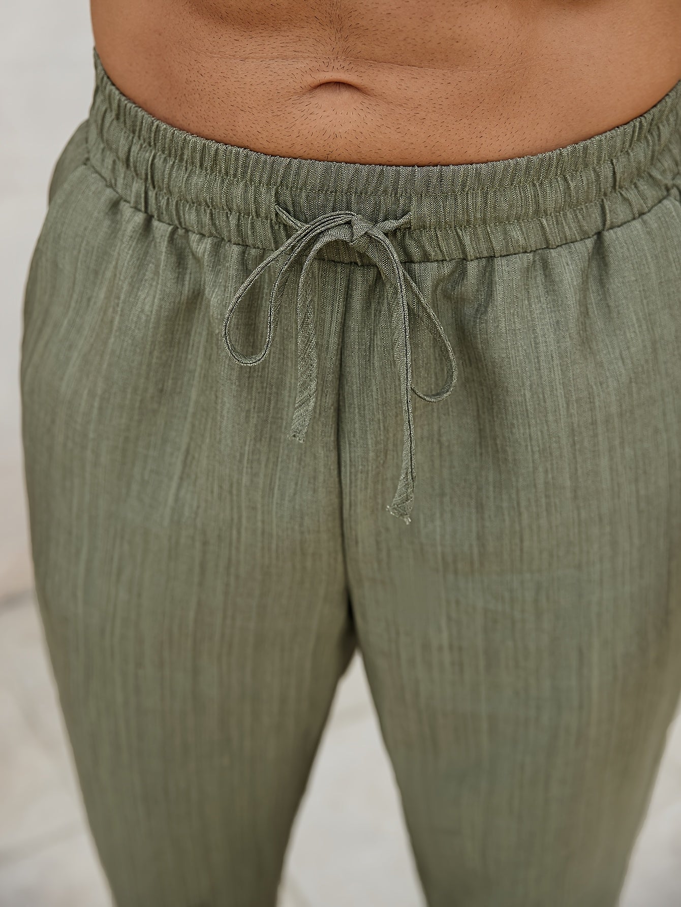 Gerry men's olive linen drawstring pants, view 4