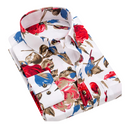 White with Red and Blue Floral Print