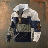 Brendan - Grey Half-Zip Sweater with Contrast Yoke