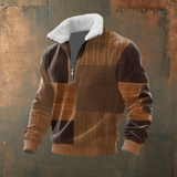 Brendan - Grey Half-Zip Sweater with Contrast Yoke
