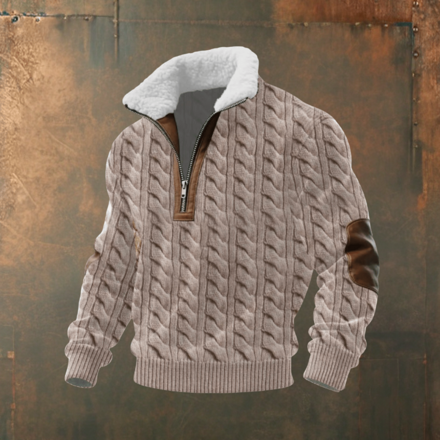 Brendan - Grey Half-Zip Sweater with Contrast Yoke