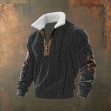 Brendan - Grey Half-Zip Sweater with Contrast Yoke