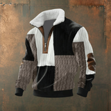 Brendan - Grey Half-Zip Sweater with Contrast Yoke