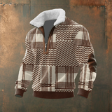Brendan - Grey Half-Zip Sweater with Contrast Yoke