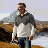 Brendan - Grey Half-Zip Sweater with Contrast Yoke