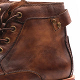 Noah - Brown Vintage-Style Lace-Up Boots