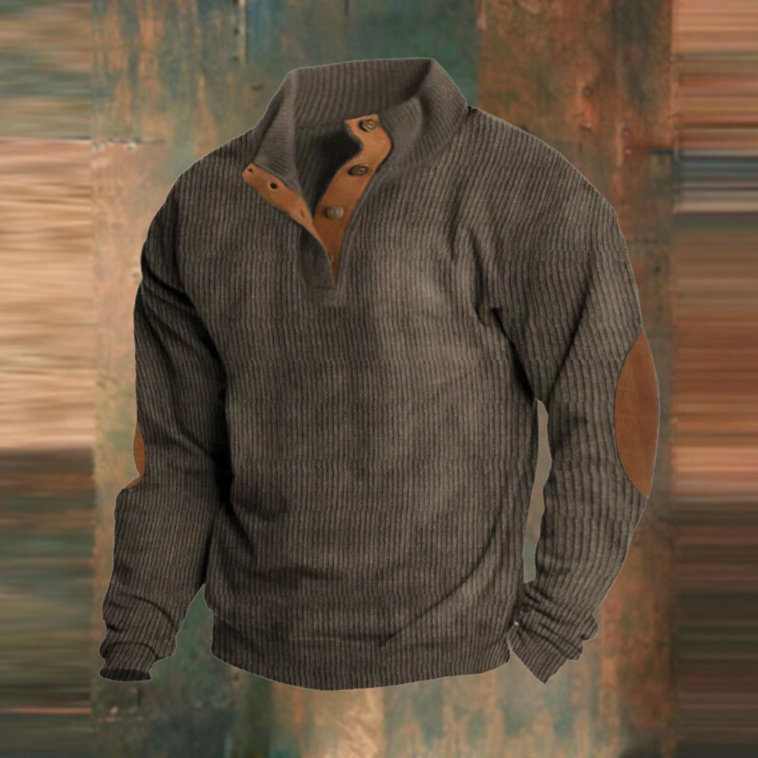 Glen - Olive Ribbed Half-Zip Sweater