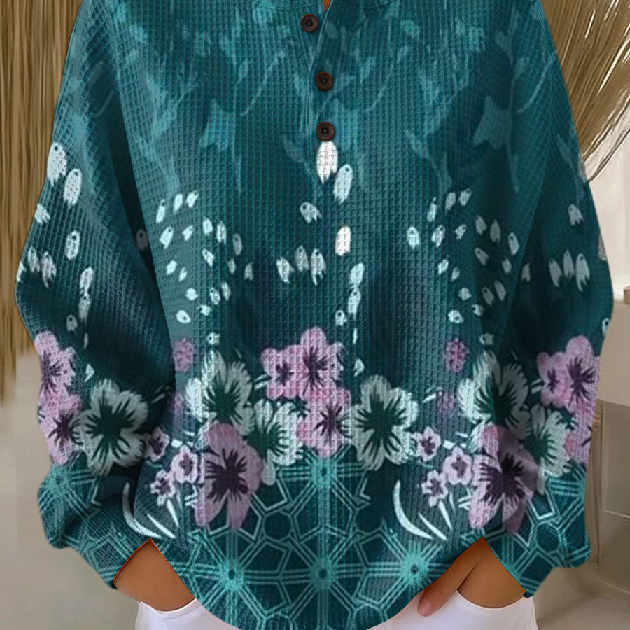 Willow - Turquoise Floral Sweater