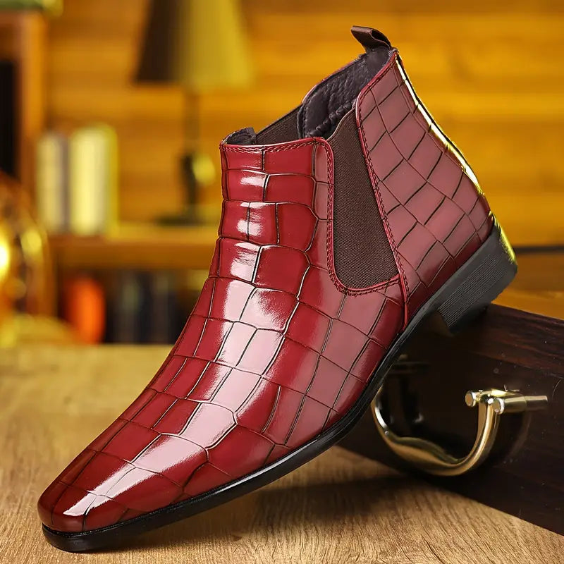 Liam - Croc-Print Chelsea Boots